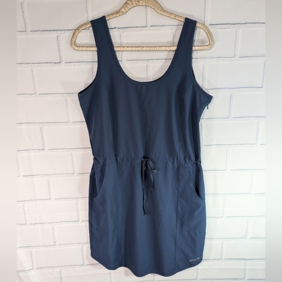 Eddie Bauer Dusty Blue Lightweight Quick Dry Woven Casual Sleeveless Dress - Picture 1 of 4